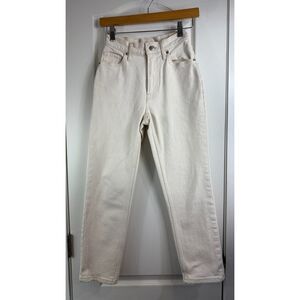 Everlane Women's Organic Cotton Cream Denim Jeans Straight Leg Size 23 (Altered)